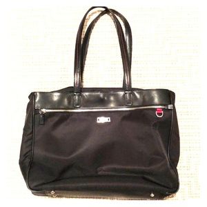 Tumi business tote - black nylon w/ leather straps